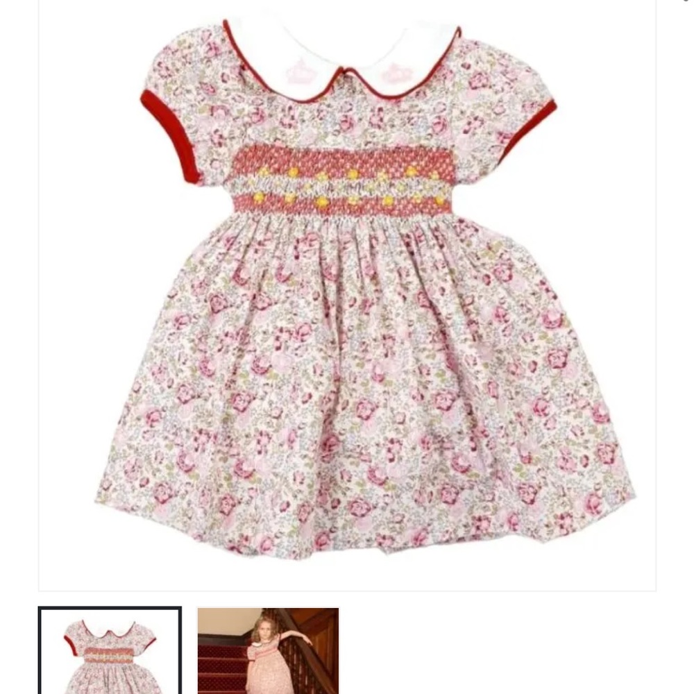 Girls floral hand smocked dress